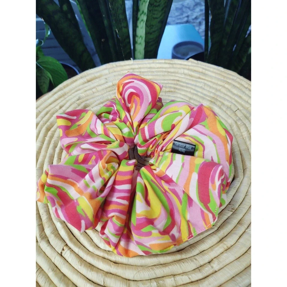 Pink Tie Dye‎ Swirl Polyester Cotton Blend XXL Scrunchie 7
